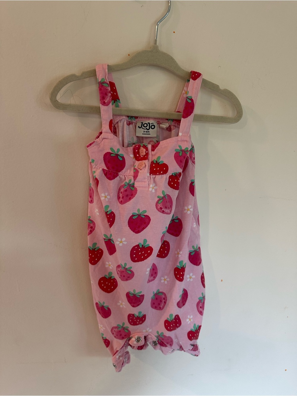 JoJo Maman Bebe Pink Strawberry Print One-Piece